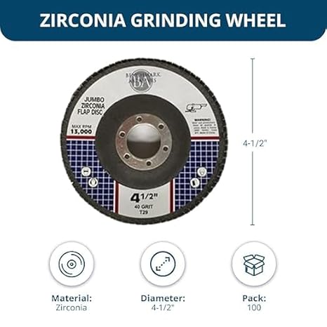 Benchmark Abrasives 4.5" x 7/8" Premium Zirconia Type 29 Flap Disc Grinding Wheel for Angle Grinder - 40 Grit Professional Metal Sanding Tools (100 Pack)