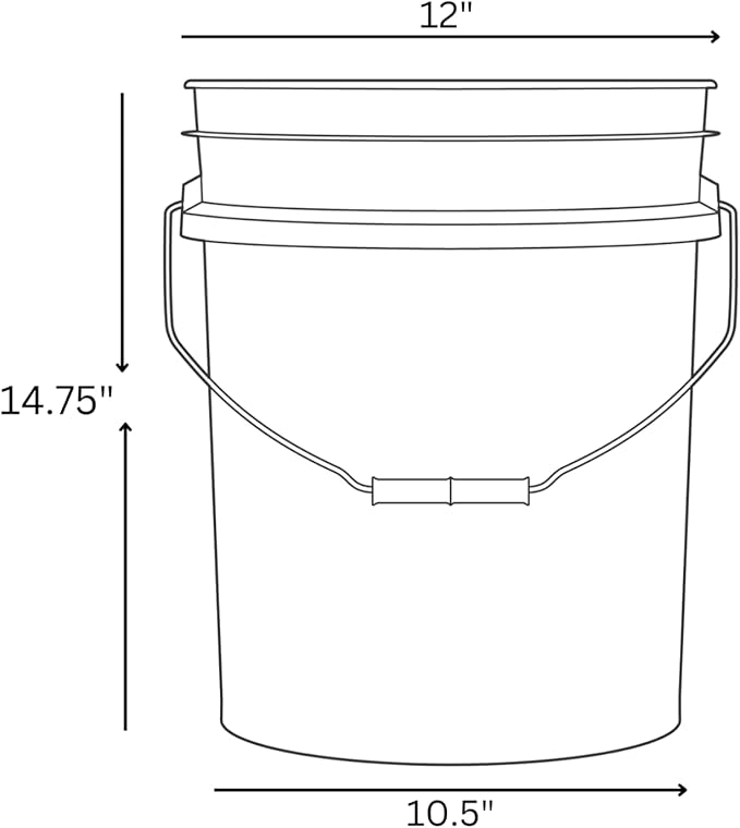 House Naturals 5 Gallon Black Food Grade BPA Free Bucket Pail with Screw On Air Tight lid (Pack of 3)