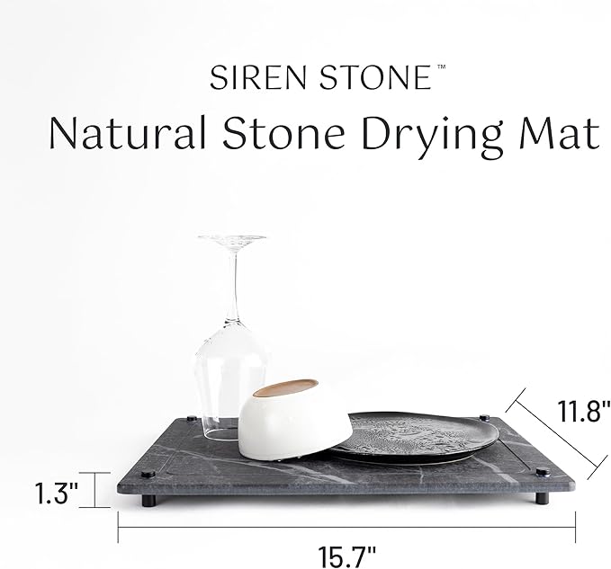 Natural Dish Drying Mat – Eco-Friendly, Rapid-Dry Technology | Modern Design | Non-Toxic | BPA-Free Kitchen Mat by Female-Founded USA Brand | Durable & Sustainable