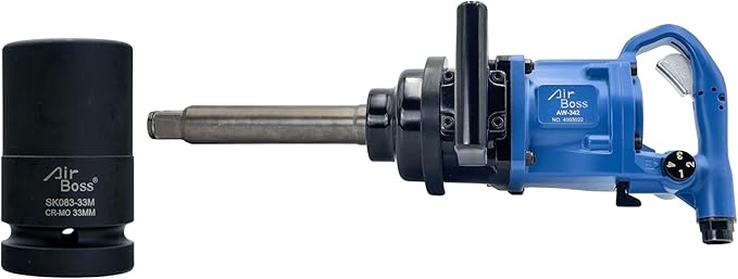 Airboss AW-342GL 1" Impact Wrench & 33M 90L CR-MO Deep Socket