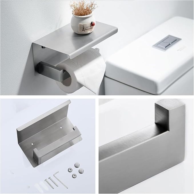 Bathroom Towel Bar Set 10 Pieces Brush Nickel Square Modern Bathroom Hardware Set SUS304 Bathroom Accessories Set Towel Rack Set for Bathroom Wall Mounted (Brushed Nickel, 24 Inch)