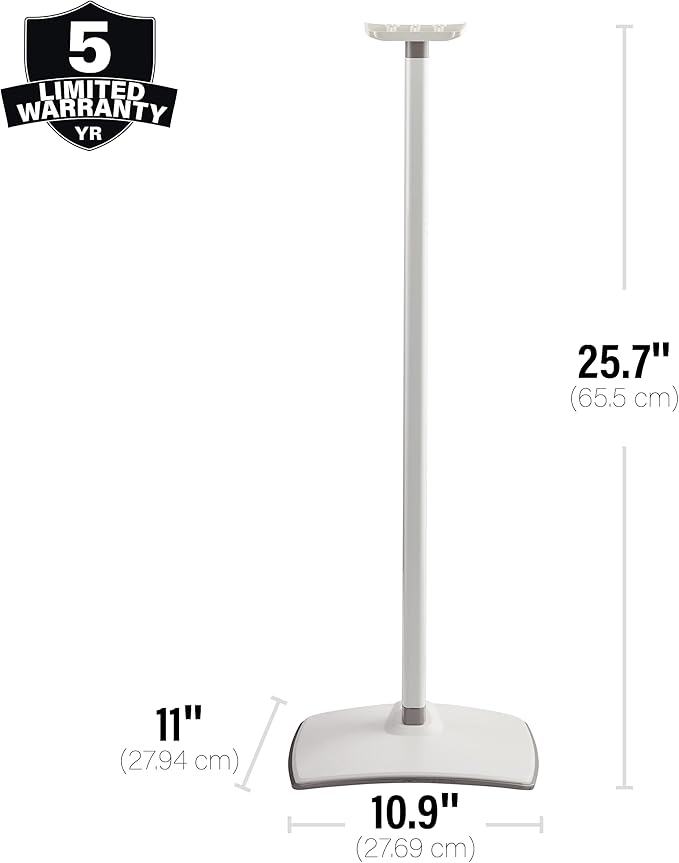 Sanus Height Adjustable Speaker Stands for Sonos Era 300™ - 17" Height Adjustment Sonos Stand Includes Carpet Spikes & Rubber Pads - Easy DIY Install Comes w/All Hardware - White Pair