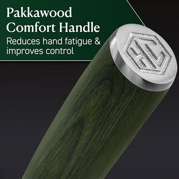 HexClad Nakiri Knife, 6.5-Inch Japanese Damascus Stainless Steel Blade, Pakkawood Handle