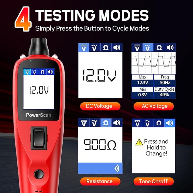 Autel PowerScan PS100 Automotive Circuit Tester, Power Circuit Probe Scan Tool, 12-24V Electrical Short Open Breaker Circuit Finder, AC/DC Current Resistance, 20ft Extension Cord, for 99% Car