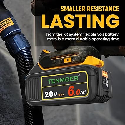 4-Pack 6AH Compatible with Dewalt 20V Battery Replace for DCB201 DCB203 DCB204 DCB206 DCB208 Apply to Dewalt Cordless Tools