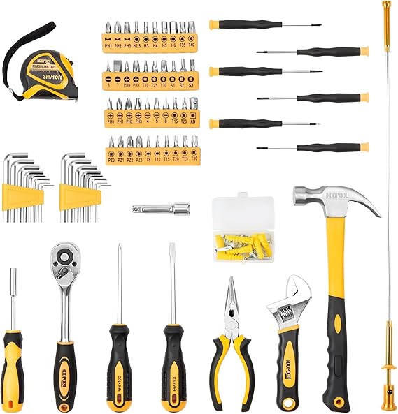 159 Piece Tools Kit, Tool Box Set for Mechanic and Car, General Household Tool Kit, Basic Tool Kit for Home Auto Repair, Plastic Toolbox Storage Case