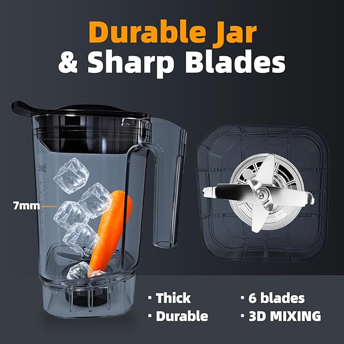 Commercial Blender Heavy Duty Restaurant, Professional Quiet Blender, 2200W Commercial Mixer for Smoothies, Noise Reduction Blenders for Kitchen and Business