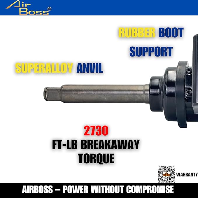 Airboss AW-342GL 1" Impact Wrench & 33M 90L CR-MO Deep Socket