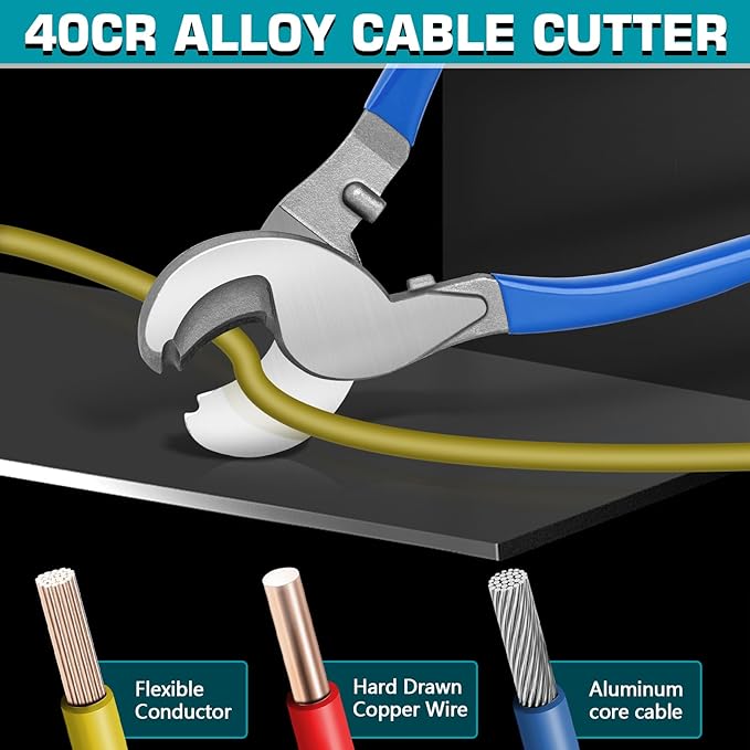 16 Tons Hydraulic Wire Crimping Tool with Cable Cutter and 13 Pairs of Dies, 12 AWG to 600 MCM, Hand Operated Hydraulic Crimping Tool for Wire Rope, Battery Cable Ends Ring Terminals