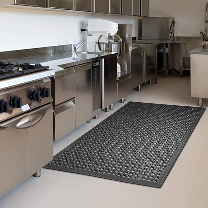 Anti Fatigue Rubber Floor Mat 2 Pack Restaurant Kitchen Mats for Floors Rubber Non-Slip Bar Floor Mats Door mat Drainage Mats Utility Garage Indoor Outdoor Use 36 x 60 Inches