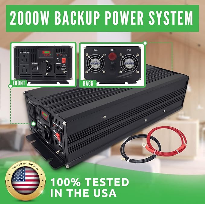 PumpSpy 2000W Sump Pump Battery Backup System, Safe Back Up System for Emergency and Power Outage, Superior Home Silent Sump Pump Backup Power Supply with Intelligent Cooling