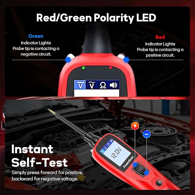 Autel PowerScan PS100 Automotive Circuit Tester, Power Circuit Probe Scan Tool, 12-24V Electrical Short Open Breaker Circuit Finder, AC/DC Current Resistance, 20ft Extension Cord, for 99% Car