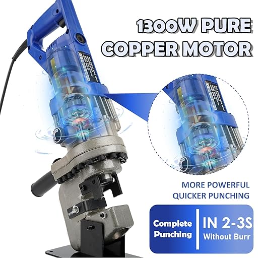 1300W Electric Hydraulic Hole Puncher, 110V Metal Punching Machine, Electric Hydraulic Hole Punch with Die Φ1/4" 3/8" 1/2" 11/16" 4/5", Angle Steel Punching Machine for Steel Iron Aluminum Copper