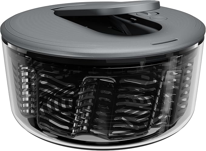 Zyliss Swift Dry Salad Spinner - Fruit Cleaner & Lettuce Spinner with Push Pump - Non-Slip Bowl - Dishwasher Safe - Large