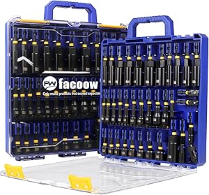 55PCS Impact Nut Driver Set, Magenetic Nut Driver Set for Impact Drills and Premium Deep Drivers, Wing Nut Setters, 1/4'' Quick Change, Bit Extention, S2 Steel Bits, Pivoting Nut Setter
