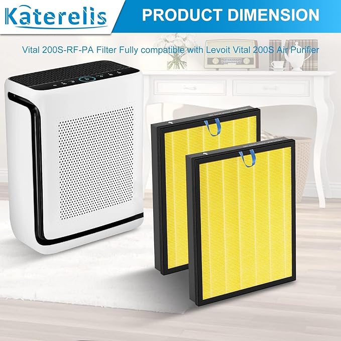 2 Pack Vital 200S Replacement Filter, Compatible with LEVOIT Vital 200S, Vital 200S-RF-PA, 3-in-1 Filter, with 1 Cleaning Brush, Part No. LRF-V201-YUS