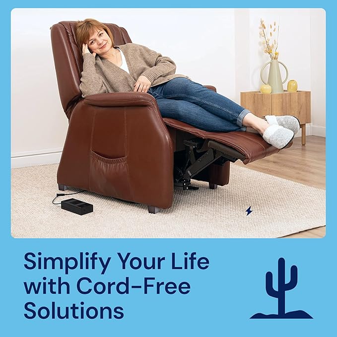 The Blue Cactus Rechargeable Battery for Reclining Furniture - 2500mAh Battery, 2-Pin Furniture Connector - Charger Not Included - Replacement Pack with LCD Display for Sofa, Couch, Recliner Chair