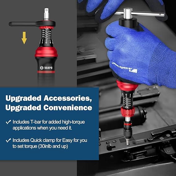 1/4" Torque Screwdriver Set, 64 Pieces 10–80 in-lb Inch Pound Torque Wrench Screwdriver Kit with T-Bar & S2 Bits – Precision Tool for Optics, Electronics, Smart Locks & DIY Repair