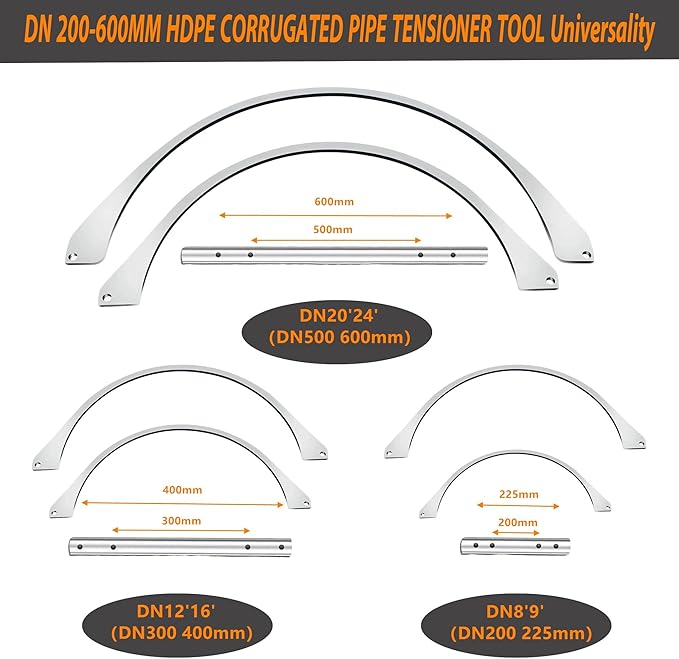 200-600mm HDPE Corrugated Pipe Tensioner，Heavy Duty Universal Pipe Clamp Tool，Manual Docking Pipeline Installation Tool, for Drainage Sewer Construction