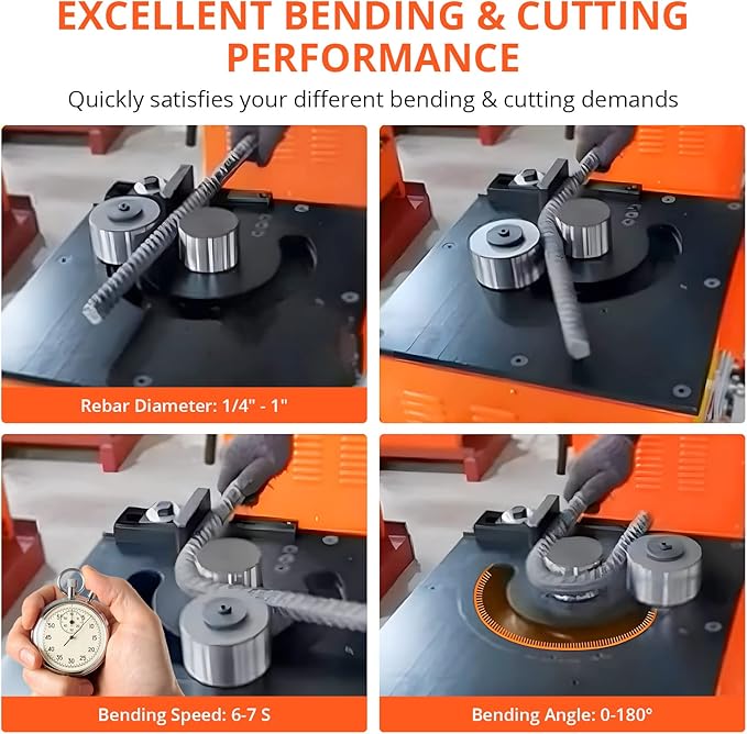 3000W Electric Rebar Bender up to 1.3 inch with Our Electric Bender - Achieve 0-180° Angles, Operate with Convenient Foot Pedal Switch, Powerful 3000W Motor