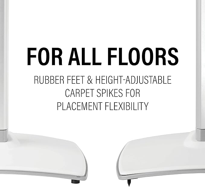 Sanus Height Adjustable Speaker Stands for Sonos Era 300™ - 17" Height Adjustment Sonos Stand Includes Carpet Spikes & Rubber Pads - Easy DIY Install Comes w/All Hardware - White Pair