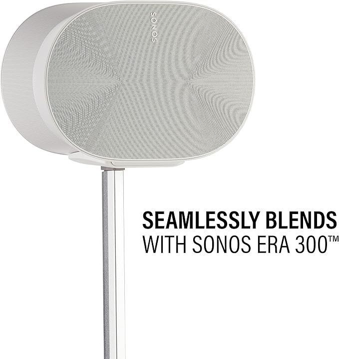 Sanus Height Adjustable Speaker Stands for Sonos Era 300™ - 17" Height Adjustment Sonos Stand Includes Carpet Spikes & Rubber Pads - Easy DIY Install Comes w/All Hardware - White Pair