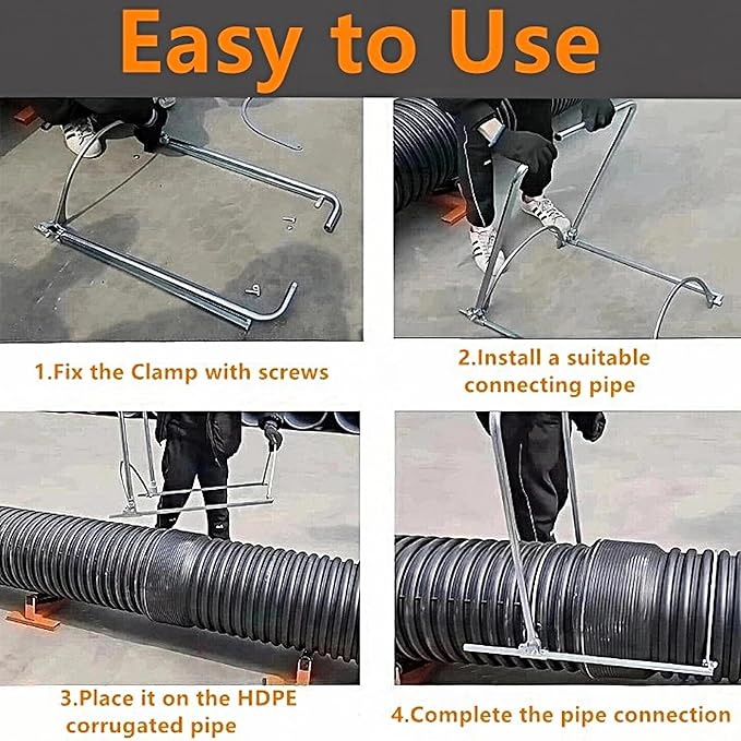 200-600mm HDPE Corrugated Pipe Tensioner，Heavy Duty Universal Pipe Clamp Tool，Manual Docking Pipeline Installation Tool, for Drainage Sewer Construction