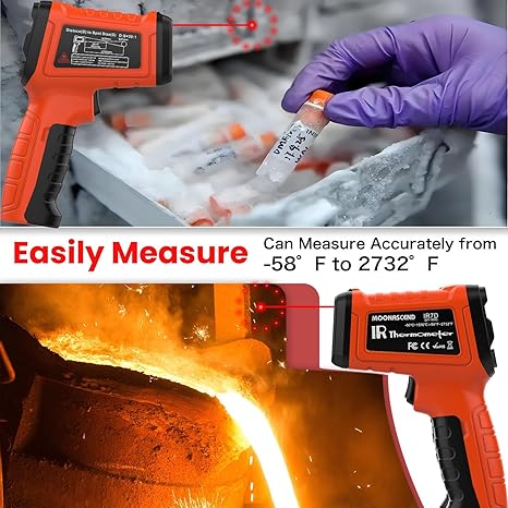 50:1 Infrared Thermometer Gun, -58°F to 2732°F Non-Contact Laser Temperature Gun for Cooking, Pizza Oven, Reptile, Griddle, Digital Heat Gun for HVAC and Industrial Use.