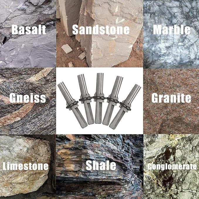 10 Packs of Heavy Duty Wedge and Feather Shims, Abuff 5/8 Inch Plug Shim and Wedge Concrete Rock Stone Splitter Hand Tools