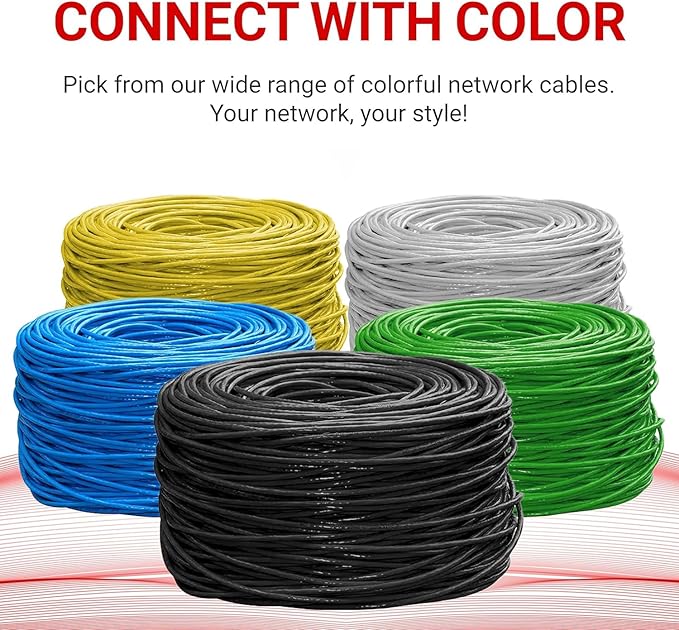 Big-A - Bulk Cat6 Cable 1000ft 23AWG Solid 4 Pair, Cat 6 Ethernet Cable Unshielded Twisted Pair (UTP), (CMR) 550MHz Internet Cable, Pull Box - Blue