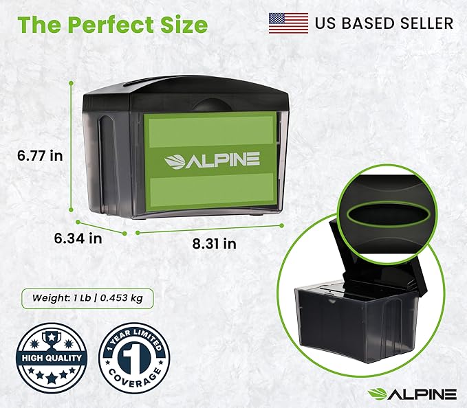 Alpine 3 Pack Tabletop Commercial Napkin Dispenser Restaurant Napkin Holder for Interfold Napkins with 2 Side Marketing Space Insert for Restaurants, Cafeterias, Food Trucks, Clubs - Black