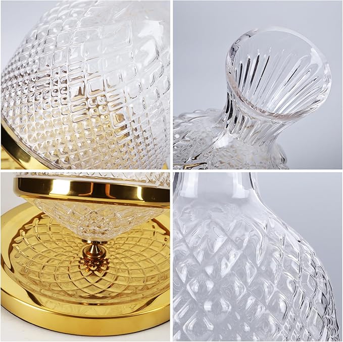 Red Wine Decanter, 50oz/1500ml, 360°Rotating Wine Decanter with Aerator Lead-free Crystal Glass Wine Aerator Carafes Wine Aerator Accessory for Wine Lovers