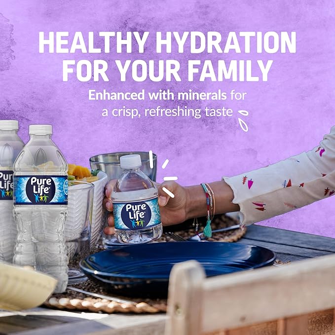 Pure Life Purified Water Bottles, 12 Pack - Still Bottled Water Enhanced with Minerals for a Crisp Taste, Plastic Bottles - 16.9 Fl oz