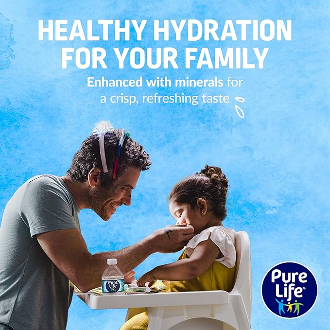 Pure Life Purified Water Bottles, 24 Pack - Still Bottled Water with Added Minerals for a Crisp Taste, Plastic Bottles - 8 Fl Oz