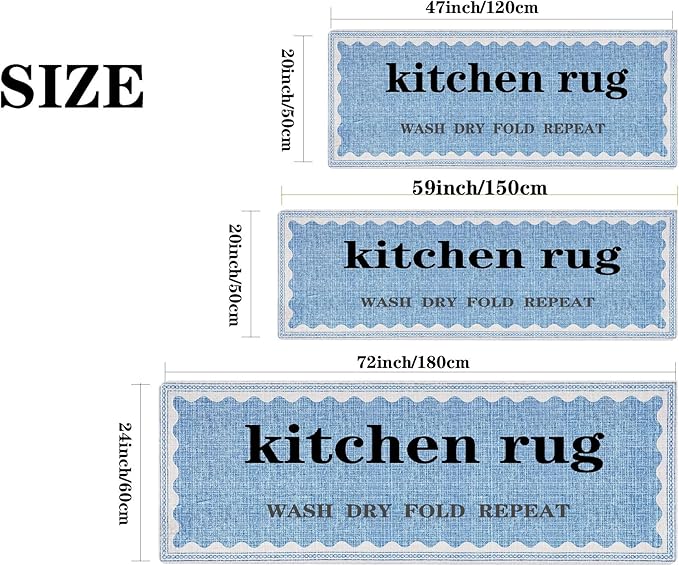 Kitchen Mat - Non-Slip, Washable, Water-Absorbent, Kitchen Entrance Rug Suitable for Laundry Room, Kitchen, Sink Area and Corridor. (24x72)